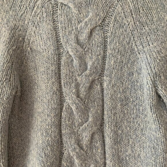 ANN TAYLOR Soft Blue Cable Marled Knit, Funnel Neck sweater size M - Picture 2 of 5